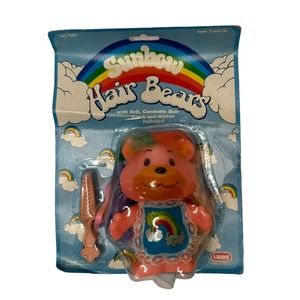 Vintage Sunbow Hair Bears 6" Pink Bear 1984 Lanard Toys Rainbow New in Package